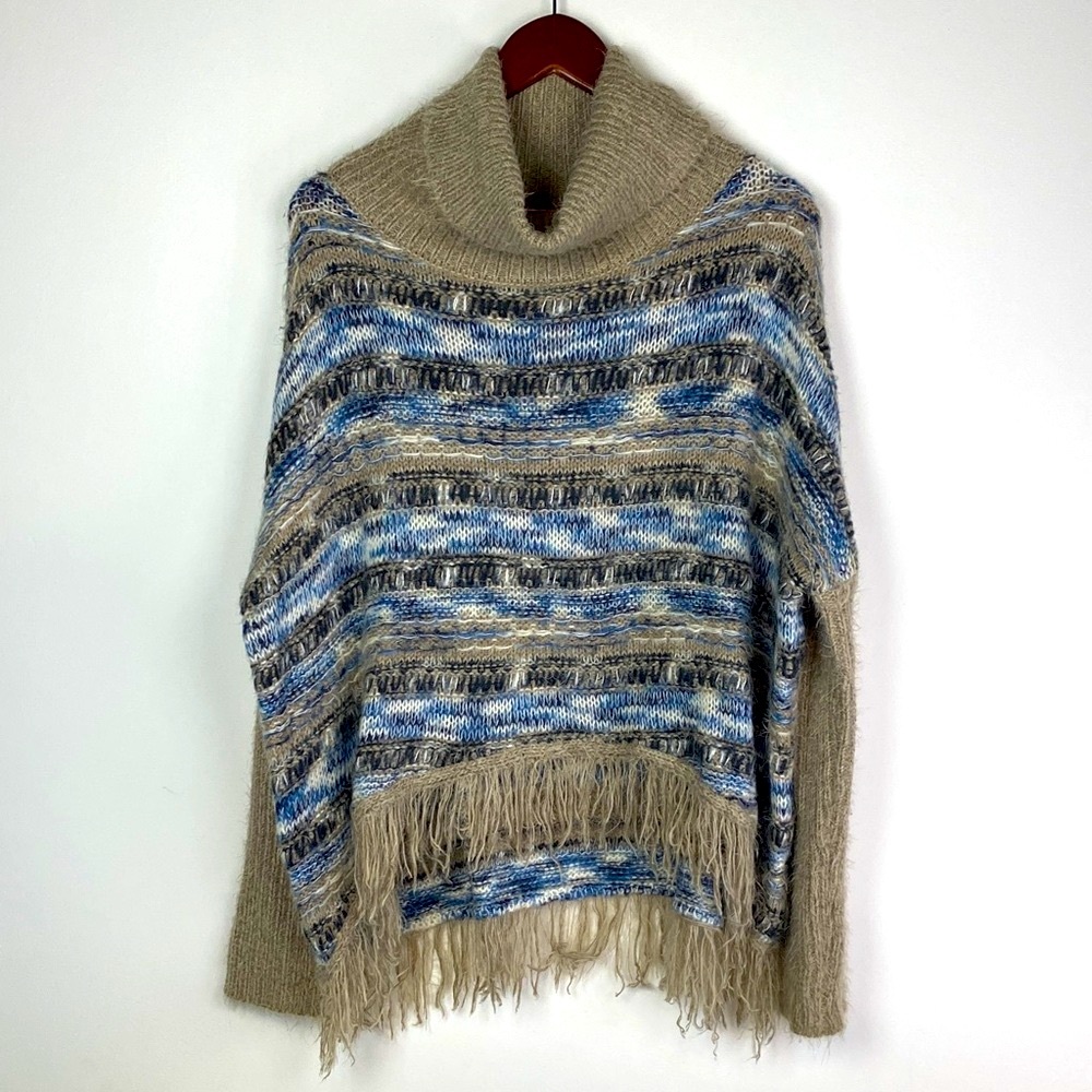 Sunday in Brooklyn Blue and Beige Turtleneck Sweater